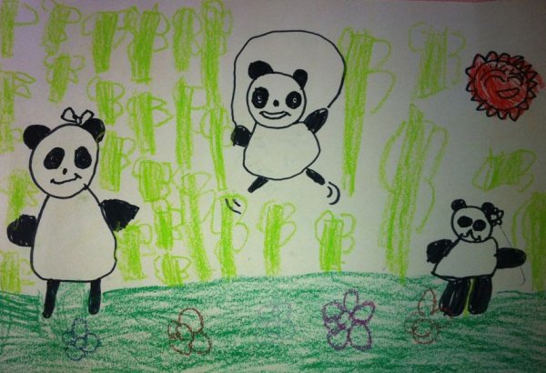 熊猫-蜡笔画图集