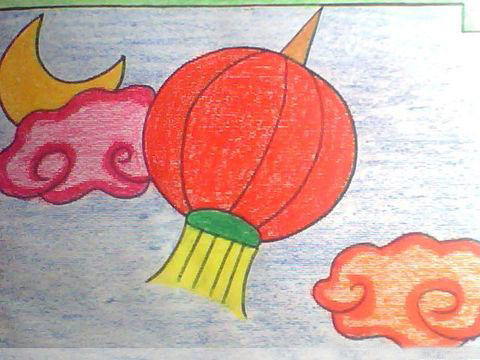 红灯笼-蜡笔画图集