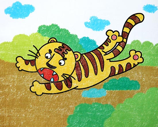 老虎-蜡笔画图集