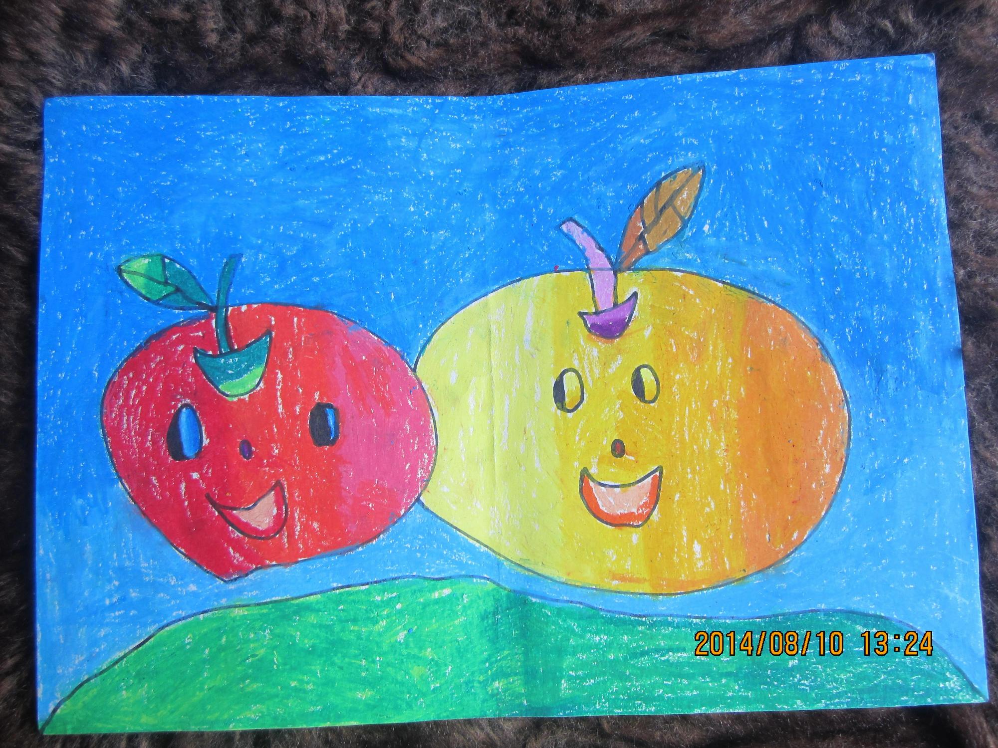 苹果-蜡笔画图集