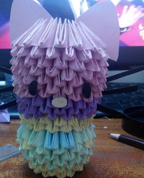 三角插折纸kt猫