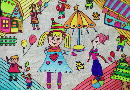 游乐场-水彩画图集图片_儿童水彩画_少儿图库_儿童资源网